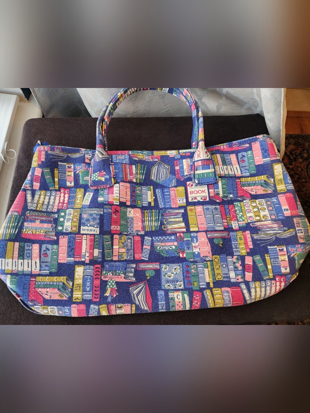 SAGEFINDS Book Lovers Canvas Tote Bag Library Bookshelf Print